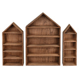  3 Pcs Set House-Shaped Shelf Wooden Shadow Cubby Box Display Shelf