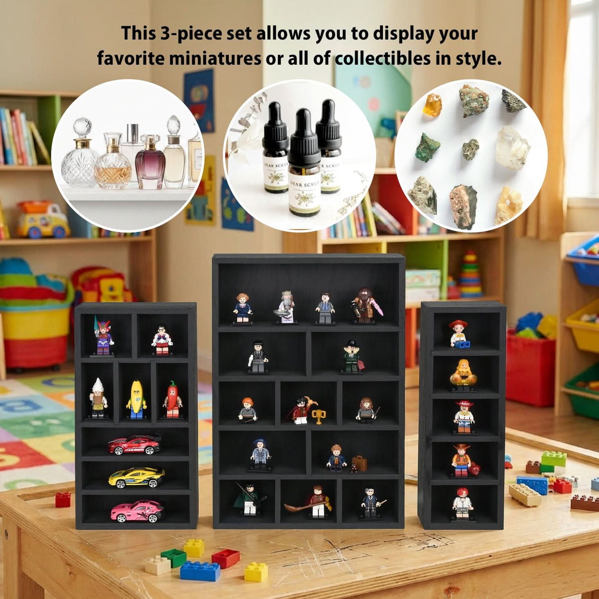 #WD5783 3-Pc Wooden Shadow Box Shelf for Collectibles