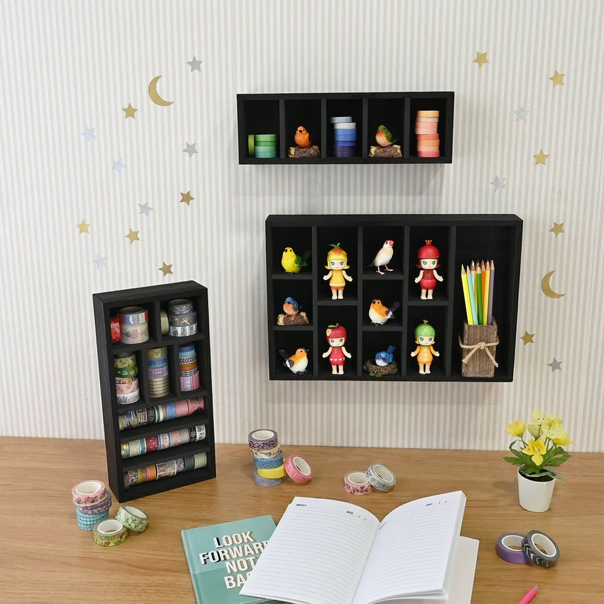 #WD5783 3-Pc Wooden Shadow Box Shelf for Collectibles