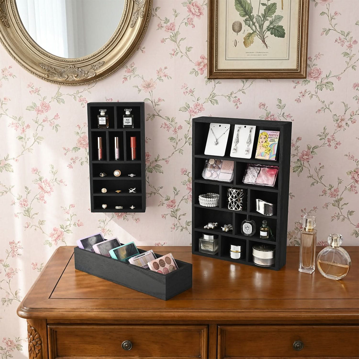 #WD5783 3-Pc Wooden Shadow Box Shelf for Collectibles