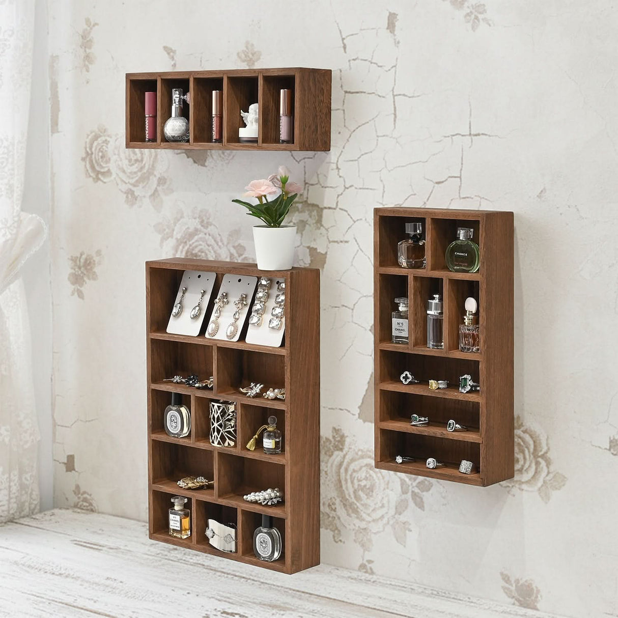 #WD5783 3-Pc Wooden Shadow Box Shelf for Collectibles