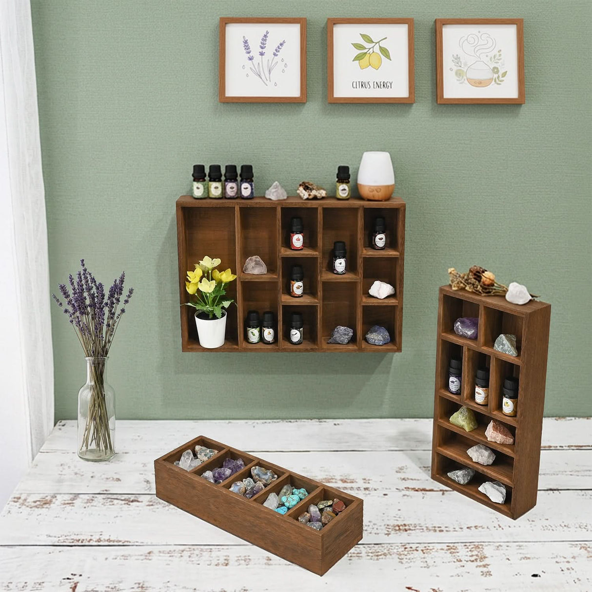 #WD5783 3-Pc Wooden Shadow Box Shelf for Collectibles