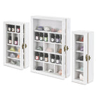 #WD5793 3-Pc Wall-Mounted Wooden Cubby Display Shelf with Glass Door