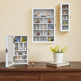 #WD5793 3-Pc Wall-Mounted Wooden Cubby Display Shelf with Glass Door
