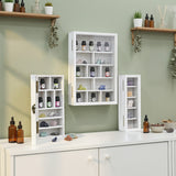 #WD5793 3-Pc Wall-Mounted Wooden Cubby Display Shelf with Glass Door