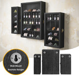 #WD5793 3-Pc Wall-Mounted Wooden Cubby Display Shelf with Glass Door