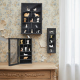 #WD5793 3-Pc Wall-Mounted Wooden Cubby Display Shelf with Glass Door