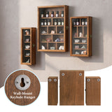 #WD5793 3-Pc Wall-Mounted Wooden Cubby Display Shelf with Glass Door