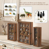 #WD5793 3-Pc Wall-Mounted Wooden Cubby Display Shelf with Glass Door