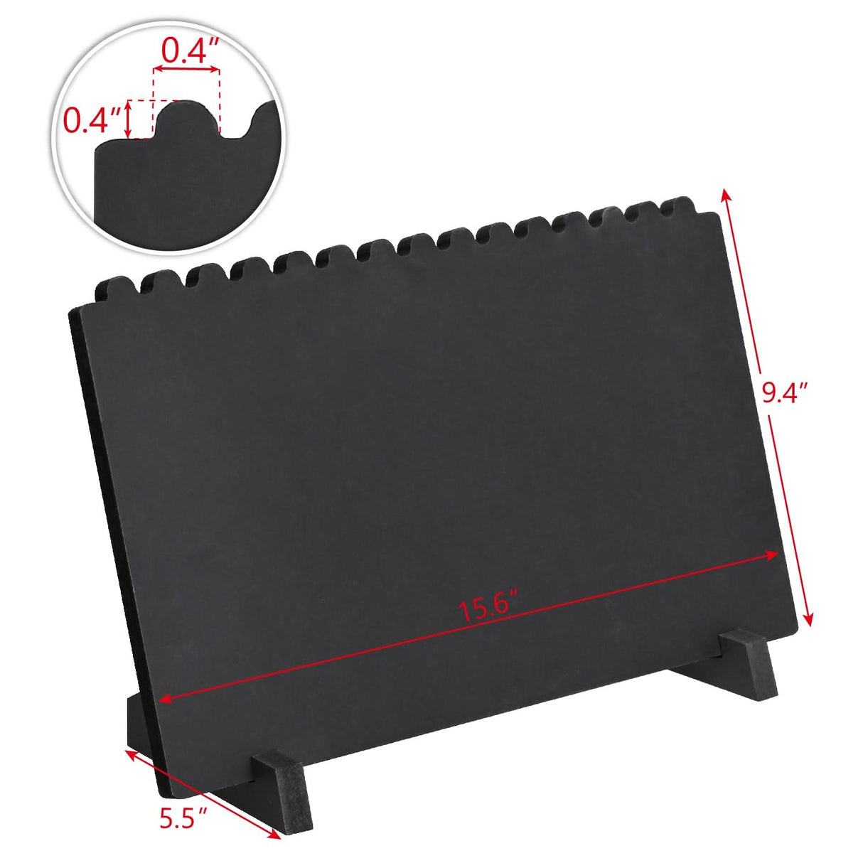 #WD609L-BK Portable Wooden Plank Necklace Display Stand for 15 Necklaces, Black Color