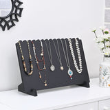 #WD609L-BK Portable Wooden Plank Necklace Display Stand for 15 Necklaces, Black Color