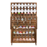 #WD6308BR  Wood Standing Jewelry Pegboard Display With 48 Removable Peg Hooks