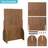 #WD6308BR  Wood Standing Jewelry Pegboard Display With 48 Removable Peg Hooks