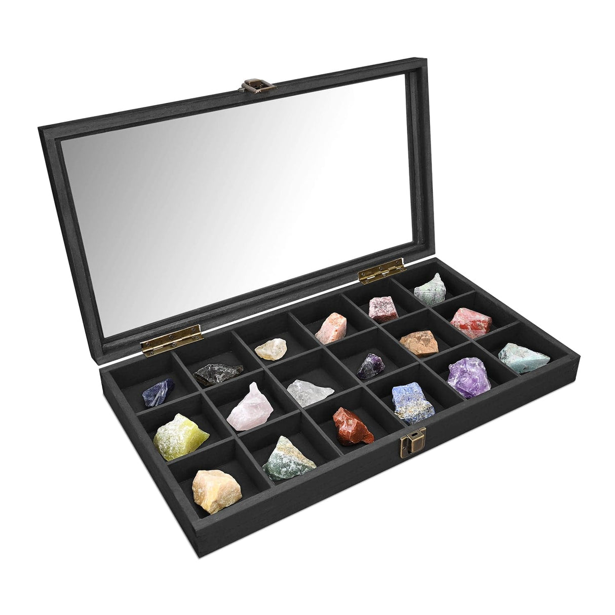 #WD63 Wooden 18 Compartment Jewelry Storage Case 