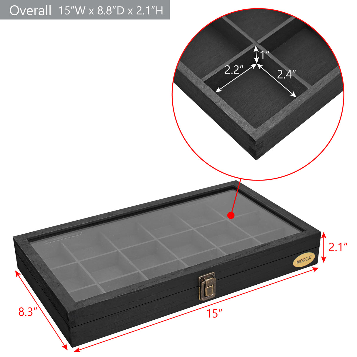 #WD63 Wooden 18 Compartment Jewelry Storage Case 