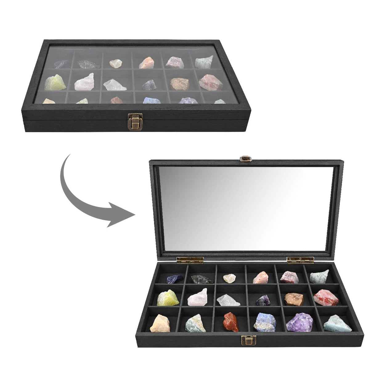 #WD63 Wooden 18 Compartment Jewelry Storage Case 
