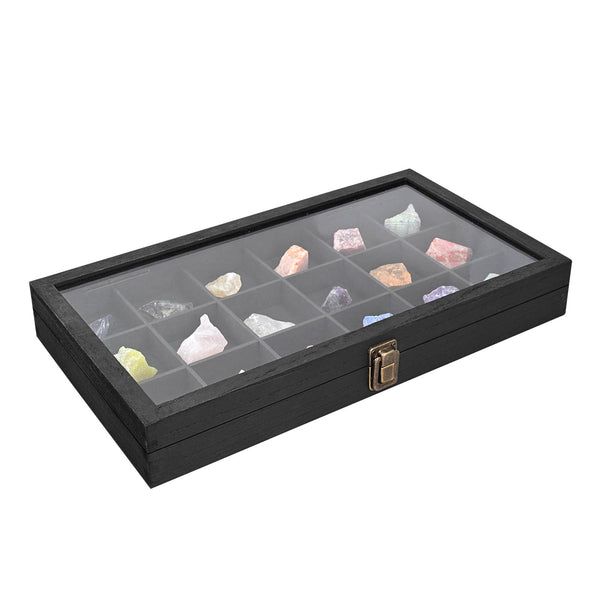 #WD63 Wooden 18 Compartment Jewelry Storage Case 