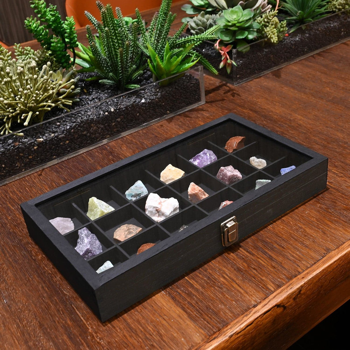 #WD63 Wooden 18 Compartment Jewelry Storage Case 