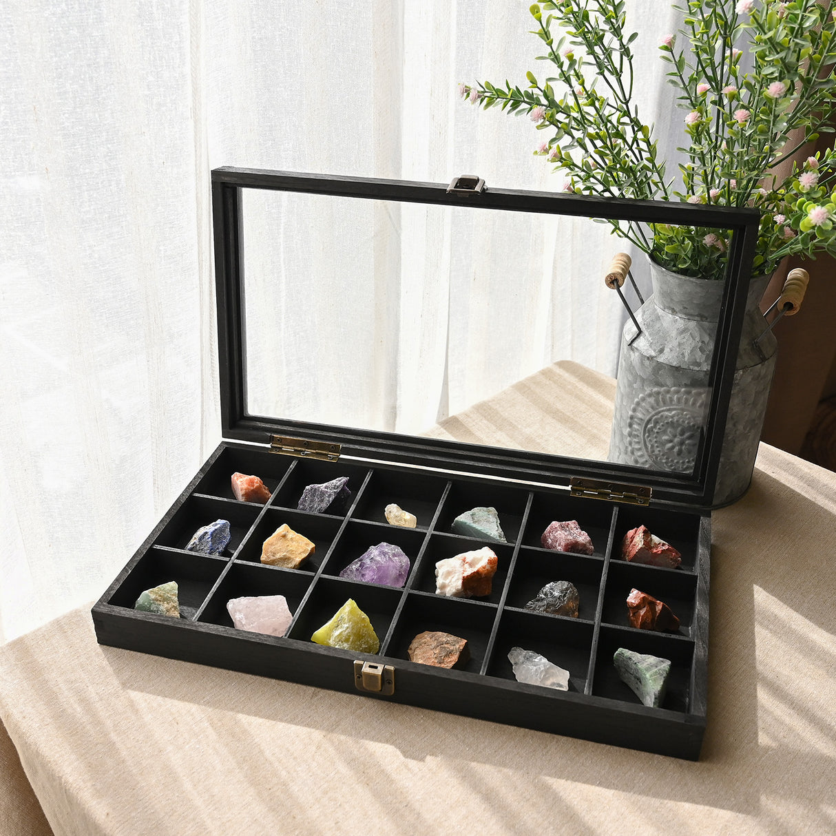 #WD63 Wooden 18 Compartment Jewelry Storage Case 