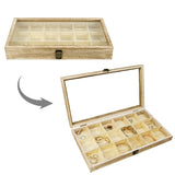 #WD63 Wooden 18 Compartment Jewelry Storage Case 
