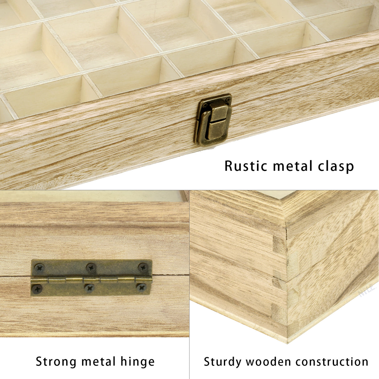#WD63 Wooden 18 Compartment Jewelry Storage Case 