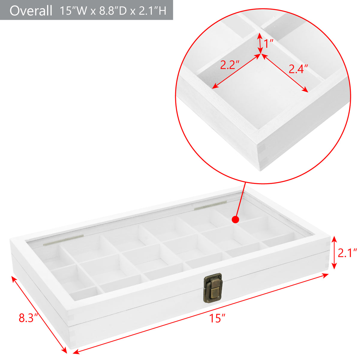 #WD63 Wooden 18 Compartment Jewelry Storage Case 