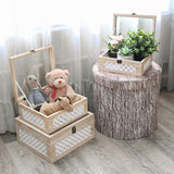 Set of 3 Stackable Wooden Decorative Boxes with Tempered Glass Hinged Lid, Farmhouse Storage 