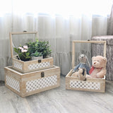 Set of 3 Stackable Wooden Decorative Boxes with Tempered Glass Hinged Lid, Farmhouse Storage 