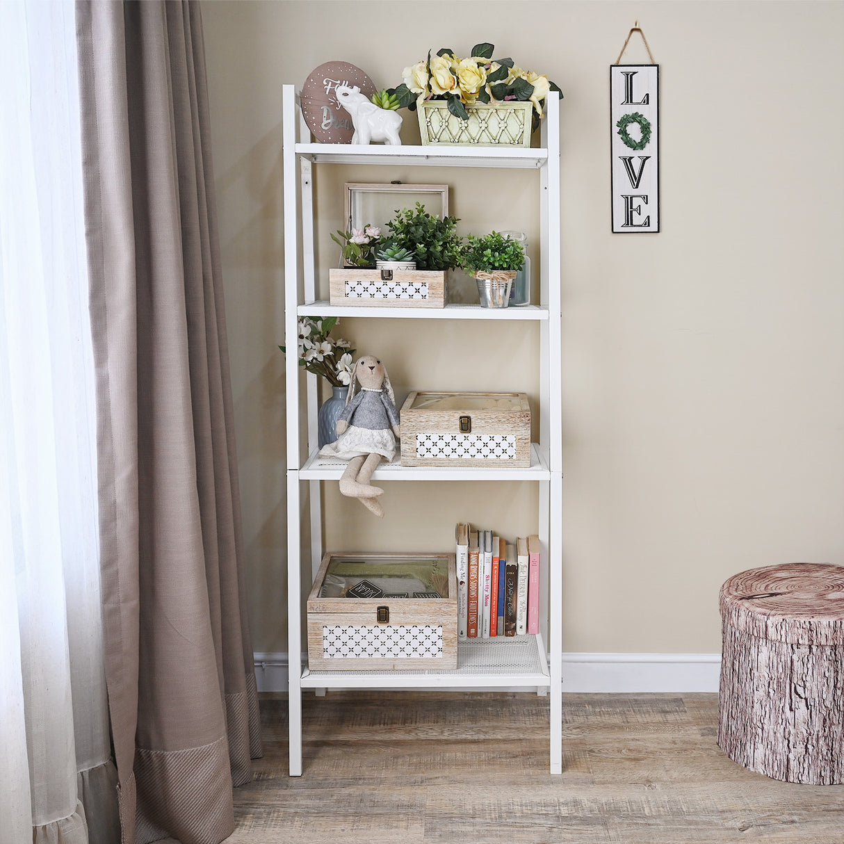 Set of 3 Stackable Wooden Decorative Boxes with Tempered Glass Hinged Lid, Farmhouse Storage 