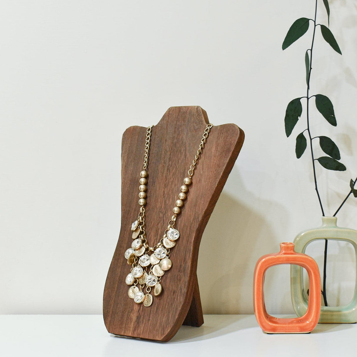 #WD67-3 Foldable Wooden Easel Necklace Display