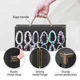 Wooden Foldable and Portable 2 Panel Jewelry Pegboard Organizer with 48 Removable Black Hooks