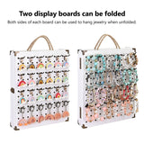 #WD7548 Wooden Foldable and Portable 2 Panel Jewelry Pegboard Organizer with 48 Removable Black Hooks