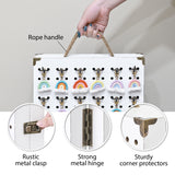 Wooden Foldable and Portable 2 Panel Jewelry Pegboard Organizer with 48 Removable Black Hooks