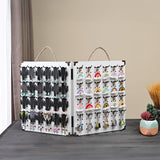 #WD7548 Wooden Foldable and Portable 2 Panel Jewelry Pegboard Organizer with 48 Removable Black Hooks