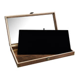 #WD75C+93-1BK Wooden Tempered Glass Jewelry Display Case with Black Velvet Pad