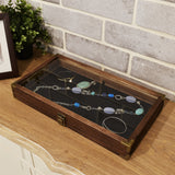 # WD75C-OK+93-1BK Wooden Jewelry Display Case with Black Velvet Pad