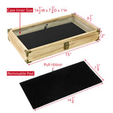 #WD75C+93-1BK Wooden Tempered Glass Jewelry Display Case with Black Velvet Pad