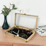 #WD75C+93-1BK Wooden Tempered Glass Jewelry Display Case with Black Velvet Pad