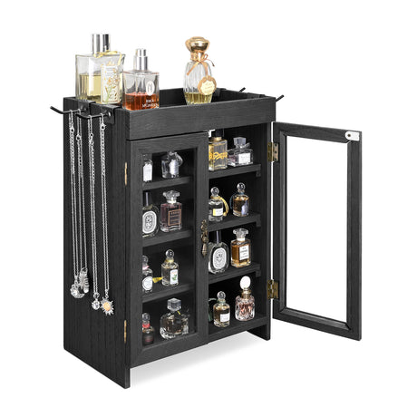 #WD7640 Wooden Countertop Multipurpose Storage Cabinet  4 hooks
