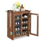 #WD7640  Wooden Countertop Multipurpose Storage Cabinet with Removable Shelves for Kitchen, Vanity, Glass Window Door with 4 Metal Hooks