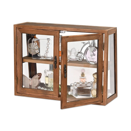 #WD7678BR Wood and Glass Display Case