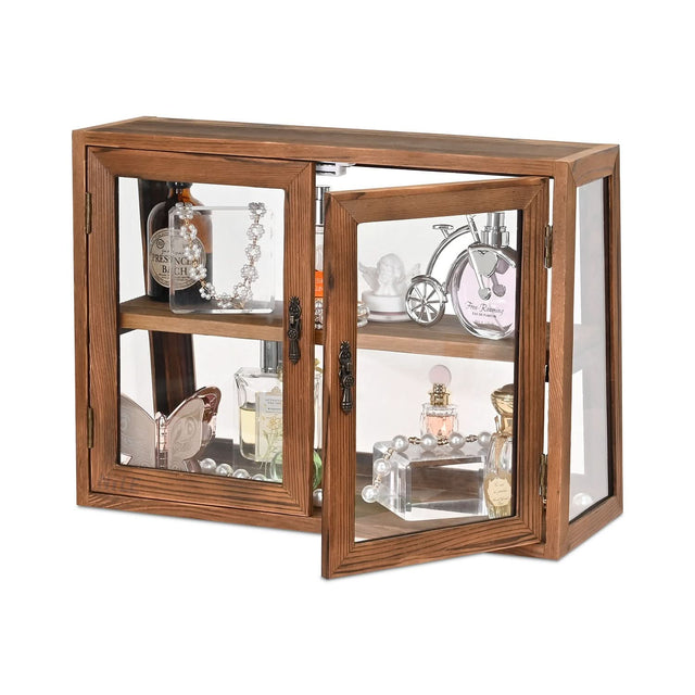 #WD7678BR Wood and Glass Display Case