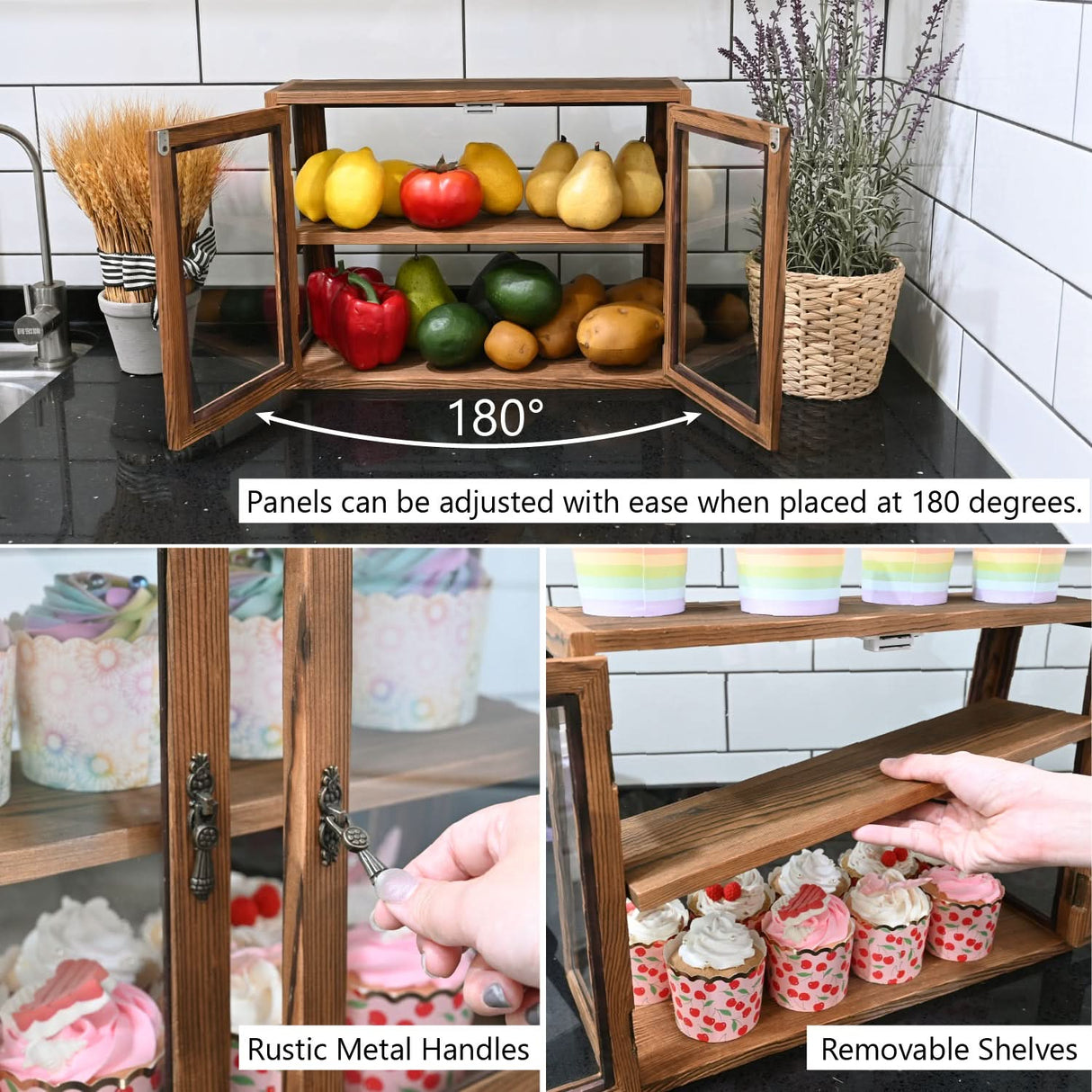 #WD7678BR Wood and Glass Display Case