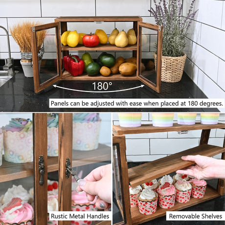 #WD7678BR Wood and Glass Display Case