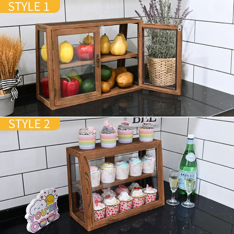 #WD7678BR Wood and Glass Display Case