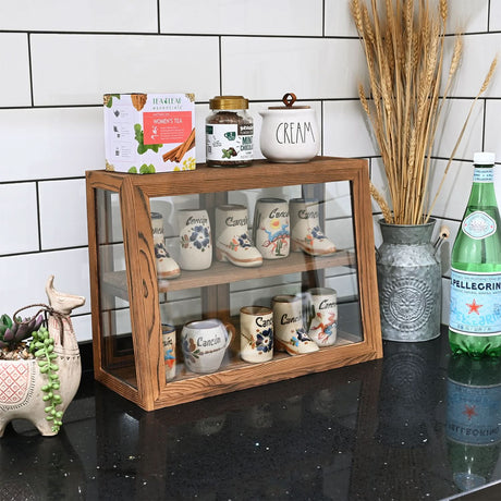 #WD7678BR Wood and Glass Display Case