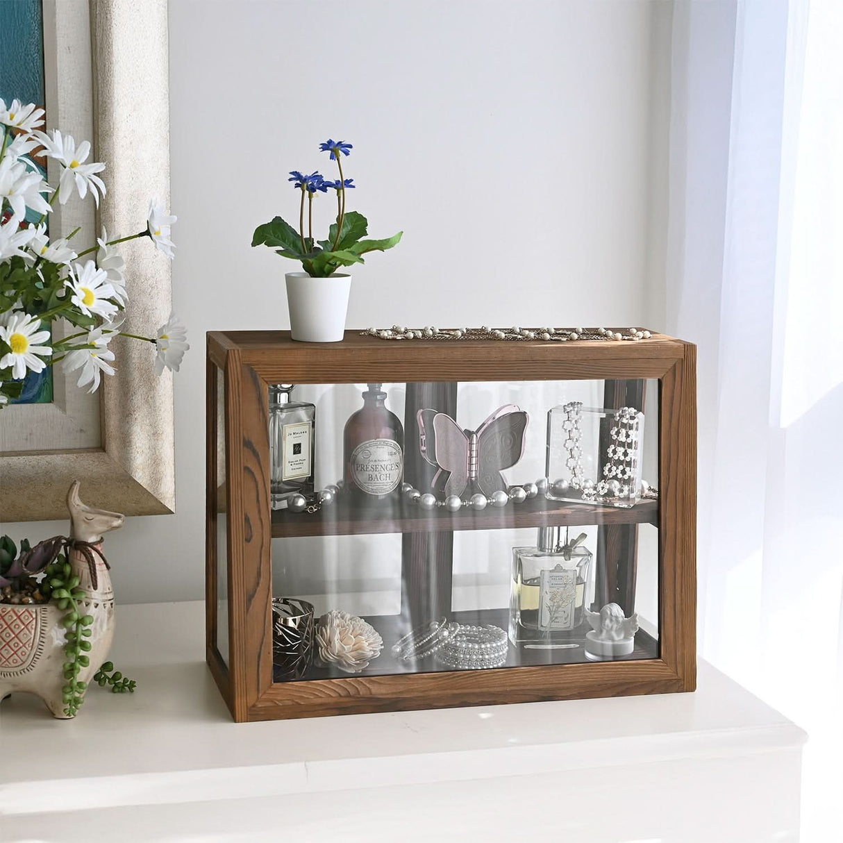 #WD7678BR Wood and Glass Display Case
