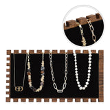 #WD7865BR Natural Wood & Black Velvet Necklace display Stand for Multiple Necklaces