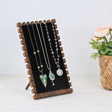 #WD7865BR Natural Wood & Black Velvet Necklace display Stand for Multiple Necklaces