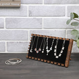 #WD7865BR Natural Wood & Black Velvet Necklace display Stand for Multiple Necklaces